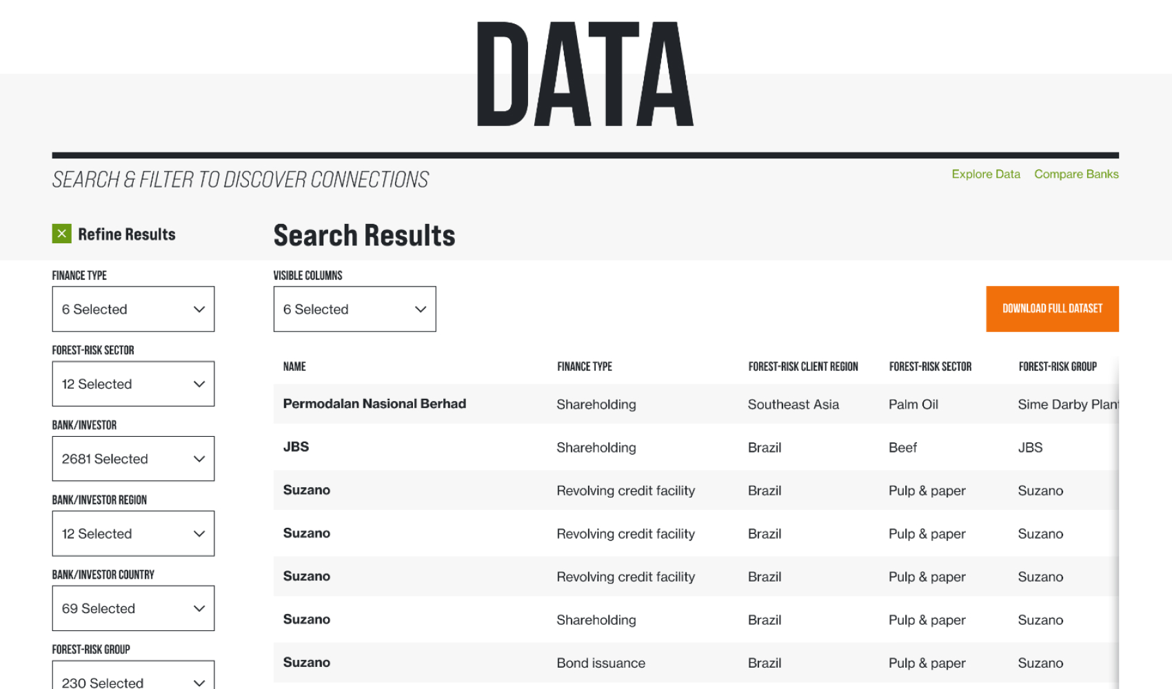 data search interface