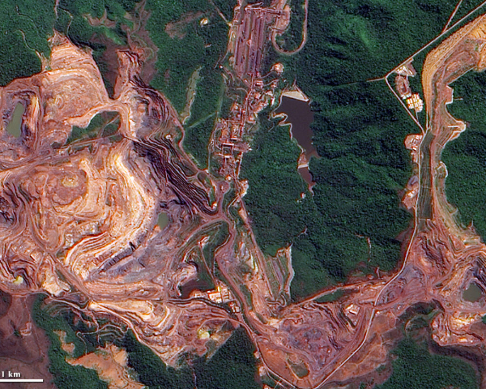 aerial view of forest being mined