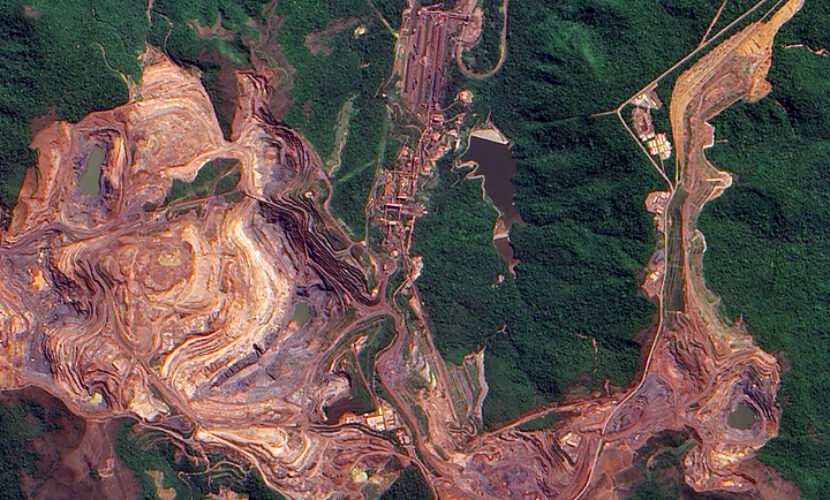 aerial view of forest being mined